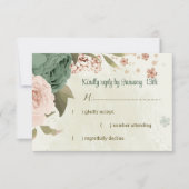 セージグリーン赤面花結婚植物薬 出欠カード (正面)