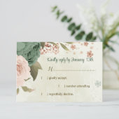 セージグリーン赤面花結婚植物薬 出欠カード (スタンド正面)