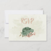 セージグリーン赤面花結婚植物薬 出欠カード (裏面)