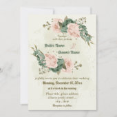 セージグリーン赤面花結婚植物薬 招待状 (正面)