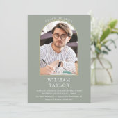 セージグリーン金ゴールドアーチフォト卒業パーティーInvita 招待状 (スタンド正面)