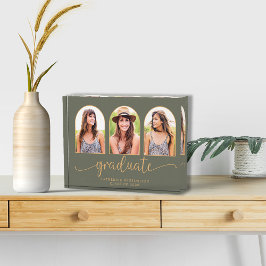 セージグリーン金ゴールドアーチ写真卒業 フォトブロック