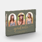 セージグリーン金ゴールドアーチ写真卒業 フォトブロック (左)