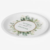 セージグリーン金ゴールドガーデングリーン結婚リーズ ペーパープレート (アングル)