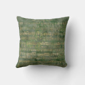 セージグリーン金ゴールドクリスマス音楽の世界への喜び クッション (裏面)