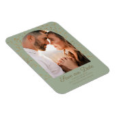 セージグリーン金ゴールドグリッターアーチドームフォト結婚ズ マグネット (右側)