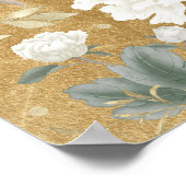 セージグリーン金ゴールドシノエリーブライダルシャワーウェルカム ポスター (角)