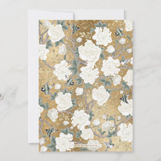 セージグリーン金ゴールドシノワセリーフローラブライダルシャワー 招待状 (裏面)