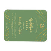 セージグリーン金ゴールドスター卒業パーティーの招待状 マグネット (横)