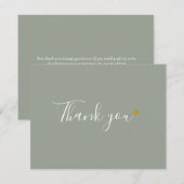 セージグリーン金ゴールドハートシックなスクリプトビジネス サンキューカード (正面/裏面)
