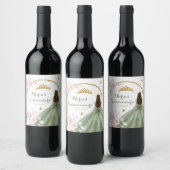 セージグリーン金ゴールドバタフライプリンセスキンセアニラ ワインラベル (ボトル)