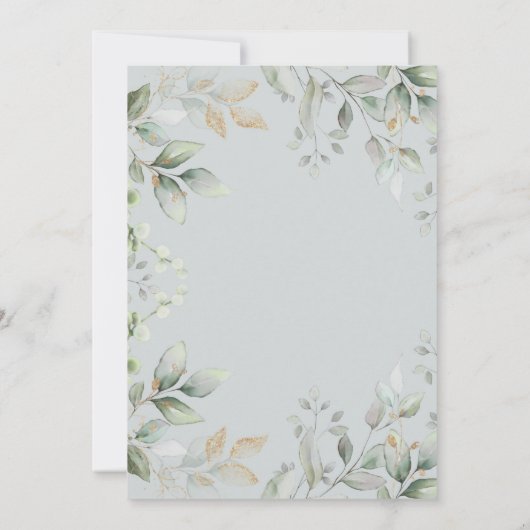 セージグリーン金ゴールドパンプキンユーカリブライダルシャワー 招待状 (裏面)