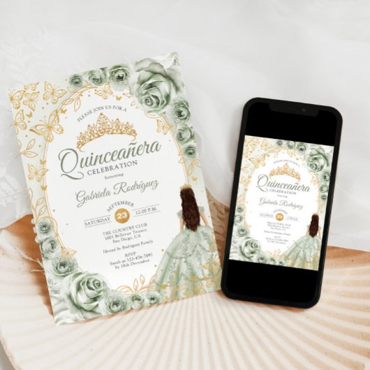 セージグリーン金ゴールドフローラキンセアニェラ 招待状