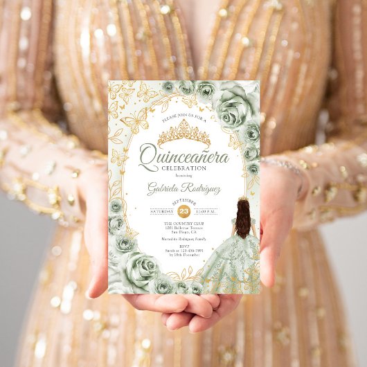セージグリーン金ゴールドフローラキンセアニェラ 招待状