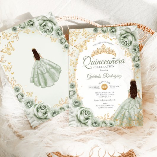 セージグリーン金ゴールドフローラキンセアニェラ 招待状