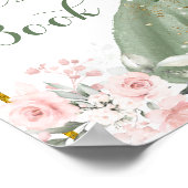 セージグリーン金ゴールドフローラキンセアニラゲストブック ポスター (角)