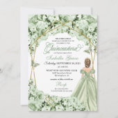 セージグリーン金ゴールドプリンセスドレスキンセアニェラ 招待状 (正面)