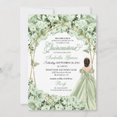 セージグリーン金ゴールドプリンセスドレスキンセアニェラ 招待状 (正面)