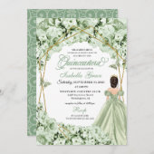 セージグリーン金ゴールドプリンセスドレスキンセアニェラ 招待状 (正面/裏面)