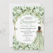 セージグリーン金ゴールドプリンセスドレスキンセアニェラ 招待状 (正面)