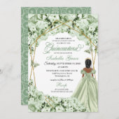 セージグリーン金ゴールドプリンセスドレスキンセアニェラ 招待状 (正面/裏面)