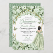 セージグリーン金ゴールドプリンセスドレスキンセアニェラ 招待状 (正面/裏面)