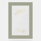 セージグリーン金ゴールドユーカリ離れス結婚の歓迎 アクリルサイン (正面)