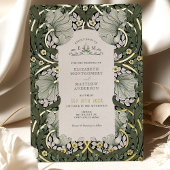 セージグリーン金ゴールドヴィンテージパンペネルウィリアム・モリス 箔招待状
