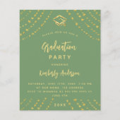 セージグリーン金ゴールド卒業パーティーの予算の招待状 チラシ (正面)