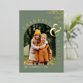 セージグリーン金ゴールド感謝感謝感謝感謝祭賛美ホテル 箔シーズンカード (立ち正面)