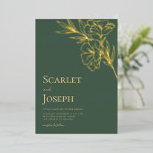セージグリーン金ゴールド植物学QRコードRSVP 結婚's 箔招待状 (立ち正面)