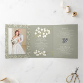 セージグリーン金ゴールド3つ折り文字折り招待状 三つ折り招待状 (内部)