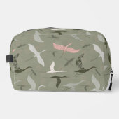 セージグリーン飛んでいるに鶴の模様 ドップキット (正面)