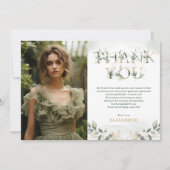 セージグリーン16誕生日写真サンキューカード 招待状 (正面)