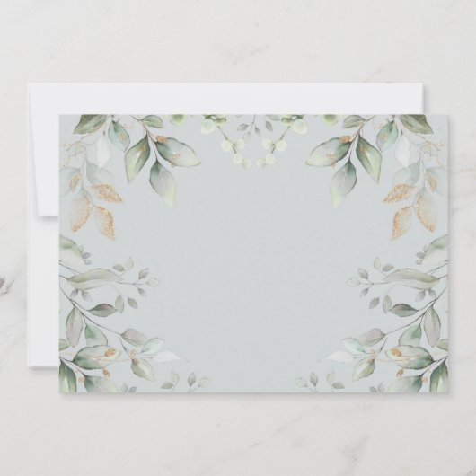 セージグリーン16誕生日写真サンキューカード 招待状 (裏面)