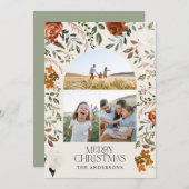 セージグリーン3写真植物学エレガントのアーチ休日 シーズンカード (正面/裏面)