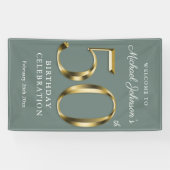 セージグリーン50番誕生日無地の金ゴールドタイポグラフィ 横断幕 (横)