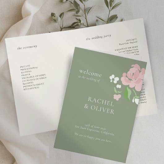 セージグリーン | おしゃれな花の結婚式プログラム プログラム