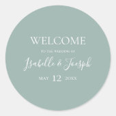 セージグリーン |の結婚ウェルカムクラシックラウンドステッカー ラウンドシール (正面)