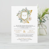 セージグリーン アイボリー 花 フラワー QRコード クレスト 結婚式 招待状 (スタンド正面)