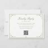 セージグリーン アンティークフレーム 結婚式 QRコード RSVP (正面)