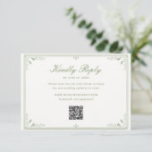 セージグリーン アンティークフレーム 結婚式 QRコード RSVP (スタンド正面)