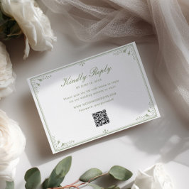 セージグリーン アンティークフレーム 結婚式 QRコード RSVP
