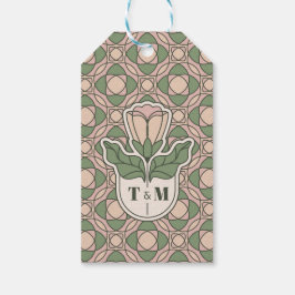 セージグリーン アールヌーヴォー ウェディング フェイバー ギフト タグ