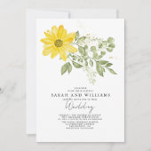 セージグリーン+イエロー+ひまわり+フラワー+ボヘミアン+ウェディング 招待状 (正面)