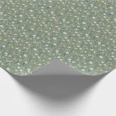 セージグリーン イエロー ホワイト ボヘミア ワイルドフラワーズ フラワーズ ラッピングペーパー (角)