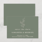 セージグリーン インドネシア オータム フローラル セーブデート モダン 招待状 (正面/裏面)