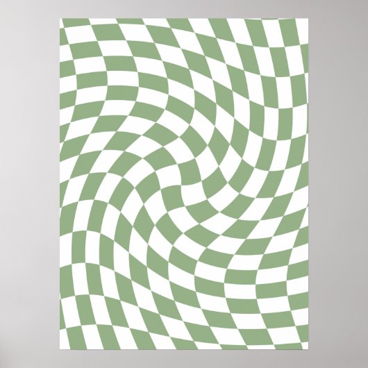 セージグリーン ウェディングコレクション チェック チェック柄 ポスター (正面)