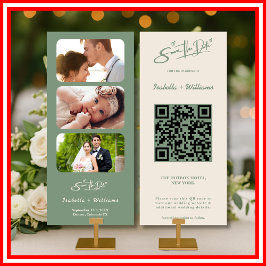 セージグリーン ウェディング 写真QRコード Save The Date