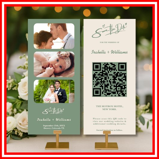セージグリーン ウェディング 写真QRコード Save The Date